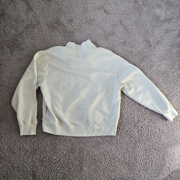 MATE The Label Organic Fleece Quarter Zip Sweatshirt Womens Medium Bone Relaxed - Picture 13 of 15